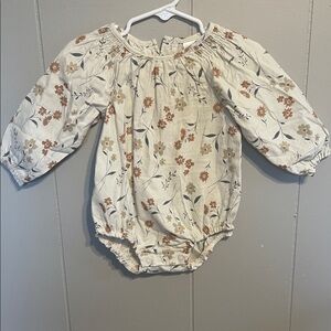 Carter's Floral Baby Romper - Cream, Navy, and Orange